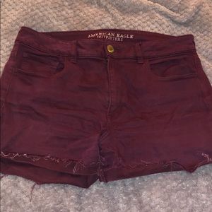 American Eagle High Rise Maroon Shorts